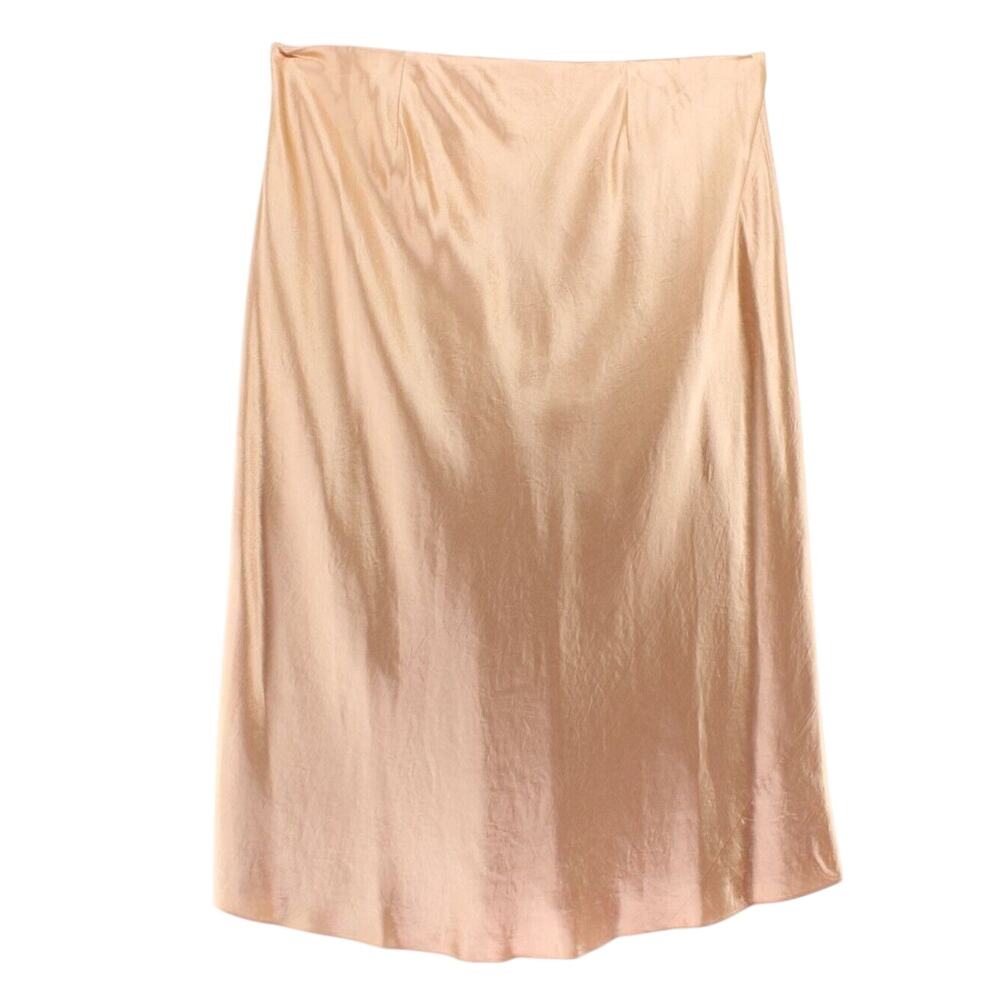 Vince NWT Women's 2XL Side Slit Satin Midi Skirt Cantaloupe Old Money - Picture 3 of 5